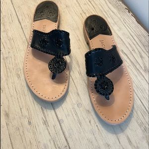 EUC Jack Rodgers Jacks Black Sandals. Sz 9.5. So beautiful! Classic Design.